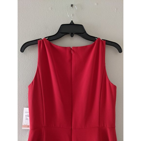 NWOT Taylor Black Label Crepe Tiered High/low Midi Dress 2 Red - Picture 6 of 12